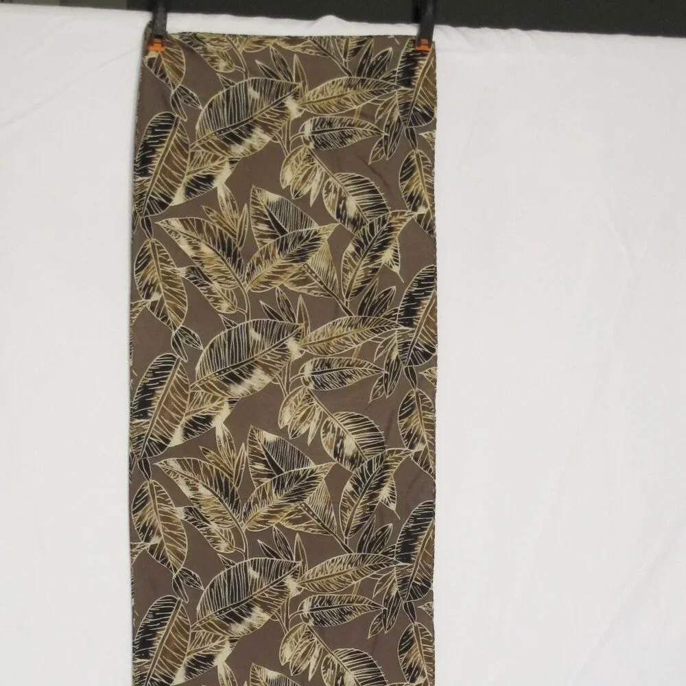 Tan silk scarf with leaves